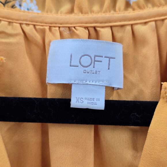 Ann Taylor Loft Yellow Floral Flare Flirt Knee Length Extra Small XS - Picture 5 of 6